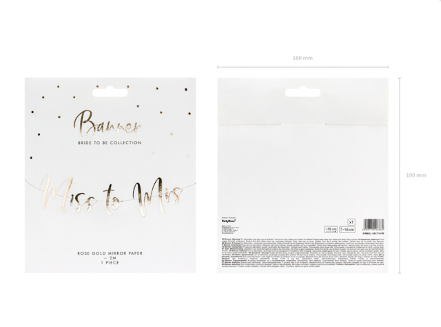 Baner "Miss to Mrs", rose gold