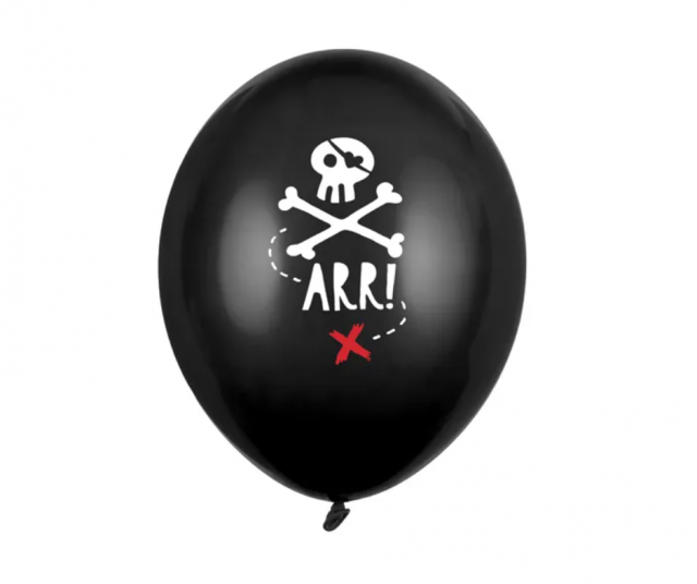 Balónky 30cm, Pirátská párty 6ks, pastelově černá