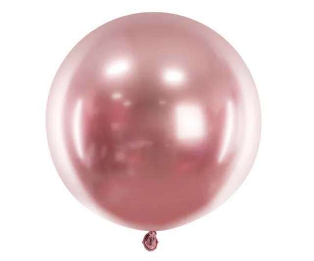 Kulatý lesklý balónek 60cm, růžové zlato