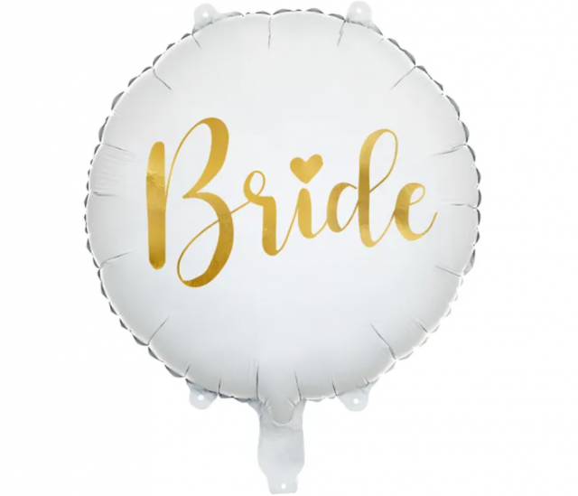 Balónek fóliový "Bride" nevěsta 45cm, bílý