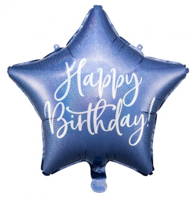Fóliový balónek Happy Birthday, 40 cm, tmavě modrá