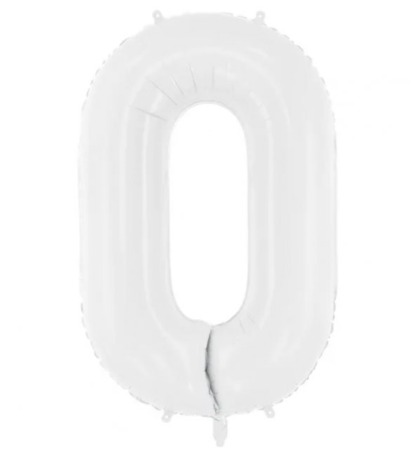 Fóliový balon Číslo ''0'', 86 cm, bílý