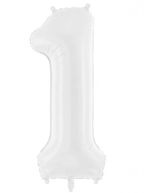Fóliový balon Číslo ''1'', 86 cm, bílý