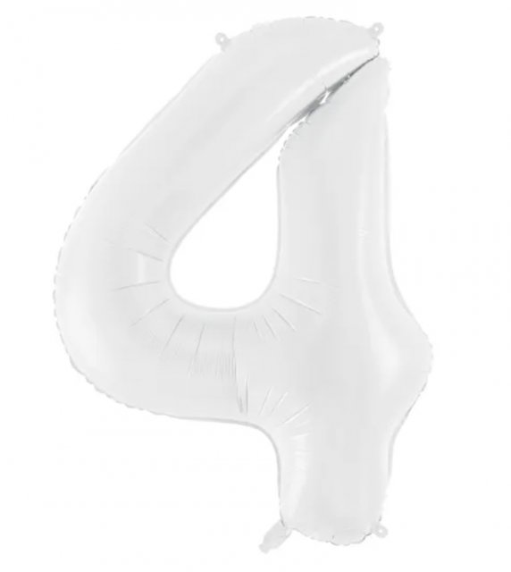 Fóliový balon Číslo ''4'', 86 cm, bílý
