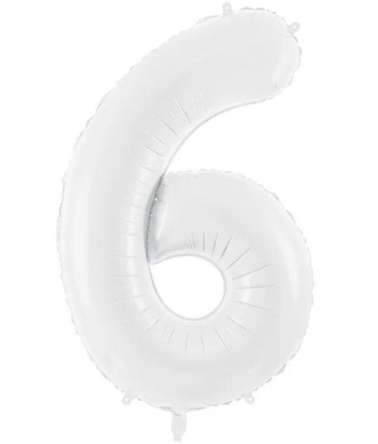 Fóliový balon Číslo ''6'', 86 cm, bílý
