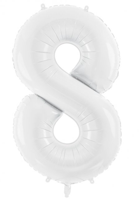 Fóliový balon Číslo ''8'', 86 cm, bílý