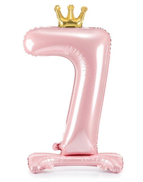 Stojací fóliový balon Číslo ''7'' , 84 cm, světle růžový