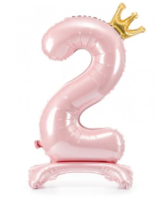 Stojací fóliový balon Číslo ''2'' , 84 cm, světle růžový