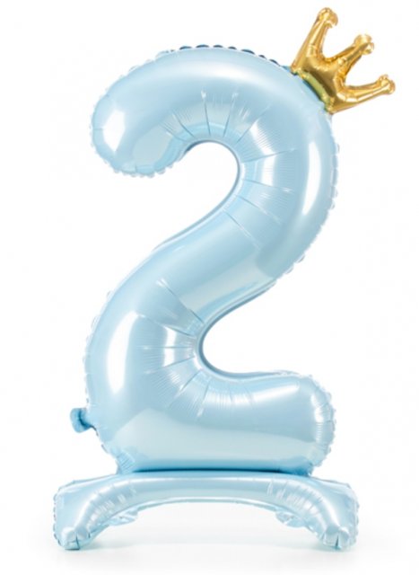 Stojací fóliový balón Číslo ''2'' , 84 cm, nebesky modrý