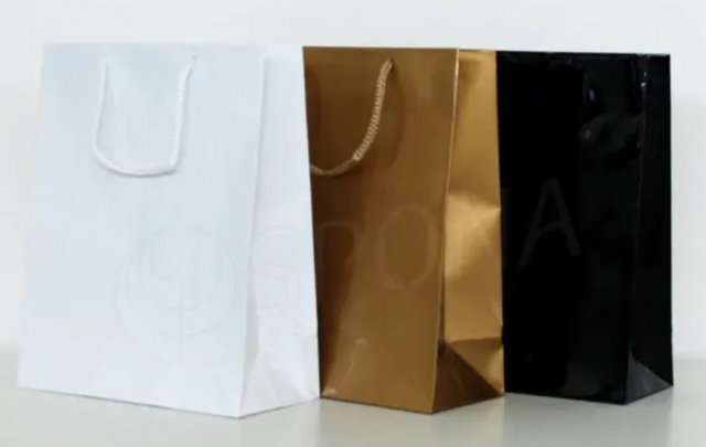 Papírová taška LAMINO 22x10x27 cm, zlatá lesklá