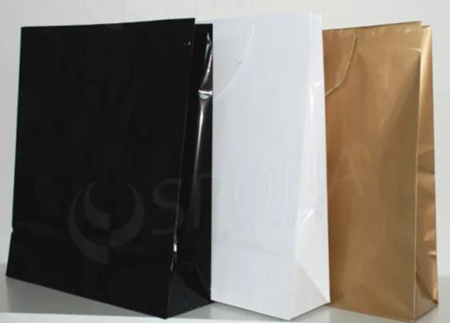 Papírová taška LAMINO 35x13x31 cm, černá lesklá