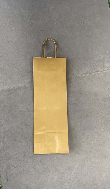 Papírová taška na víno 14 x 9 x 39 cm, zlatá