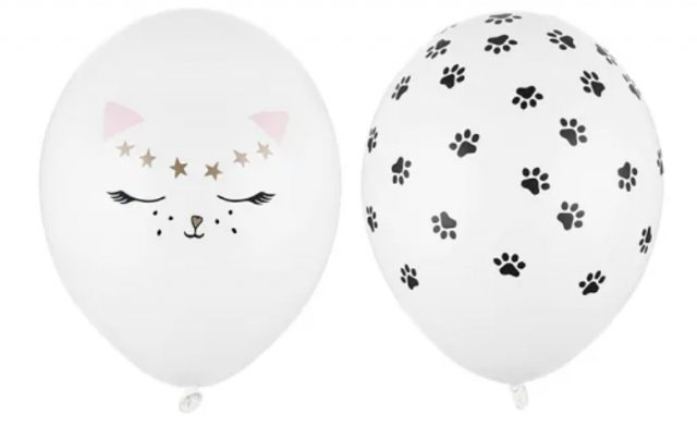 Balónek 30 cm, kočka, pastelový, čistě bílý