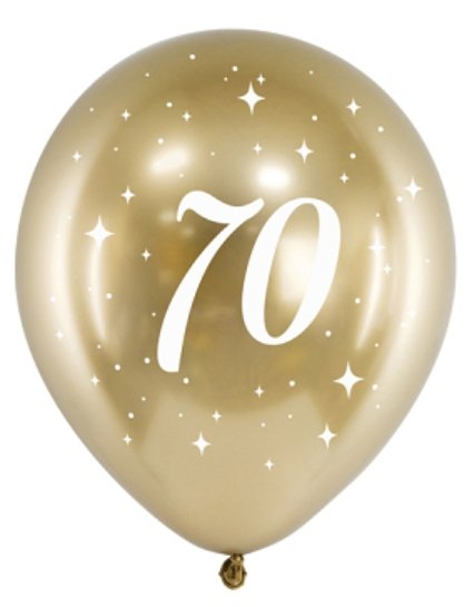 Lesklé balónky 30cm, 70. narozeniny, zlaté, set 6ks