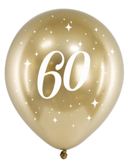 Lesklé balónky 30cm, 60. narozeniny, zlaté, set 6ks