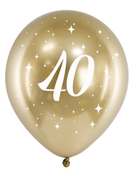 Lesklé balónky 30cm, 40. narozeniny, zlaté, set 6ks