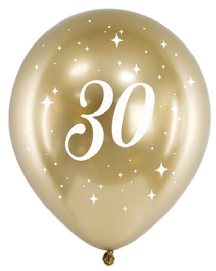 Lesklé balónky 30cm, 30. narozeniny, zlaté, set 6ks