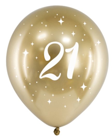 Lesklé balónky 30cm, 20. narozeniny, zlaté, set 6ks