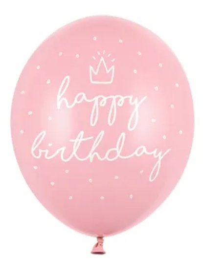 Pastelový balónek Happy Birthday, růžový, 30cm, 1ks
