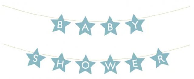 Banner BABY SHOWER, 290x16,5 cm, světle modrá