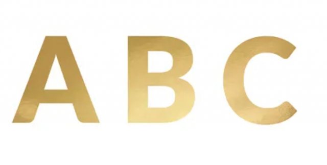 Bannerová abeceda, zlatá, 14cm
