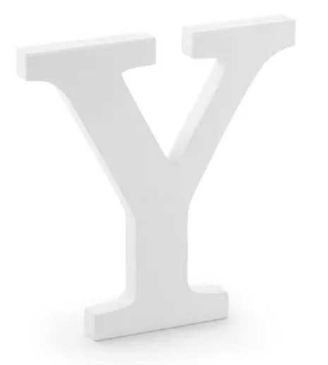 Dřevěné písmeno Y, bílé, 19x20m