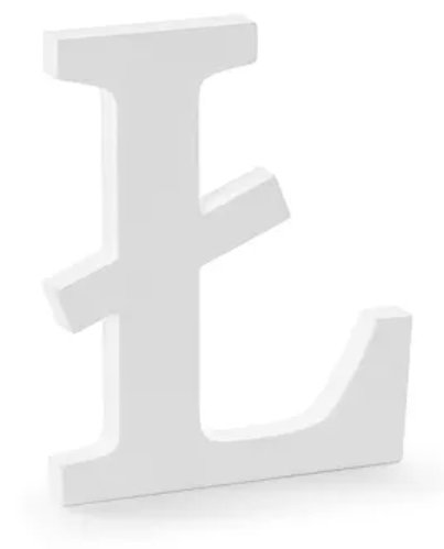 Dřevěné písmeno L, bílé, 16,5x20cm