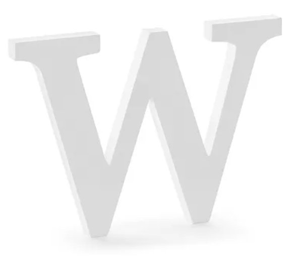 Dřevěné písmeno W, bílé, 26,5x19cm