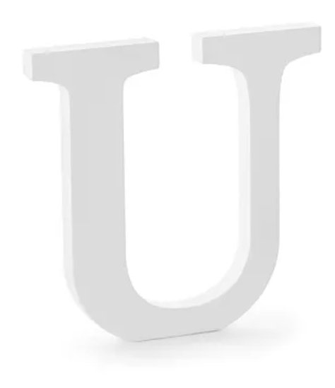 Dřevěné písmeno U, bílé, 20,5x20cm