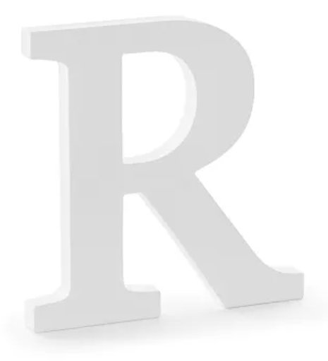 Dřevěné písmeno R, bílé, 19,5x20cm