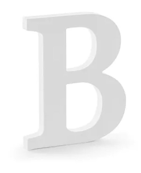 Dřevěné písmeno B, bílé, 16,5x20cm