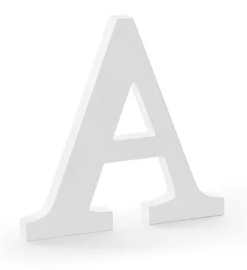 Dřevěné písmeno A, bílé, 21,5x20cm