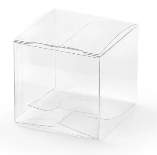 Čtvercové krabičky, průhledné, 5x5x5cm, 10ks