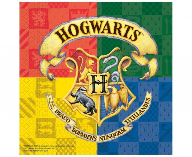 Ubrousky "Harry Potter Hogwarts Houses", rozměr 33 x 33 cm, 20 ks