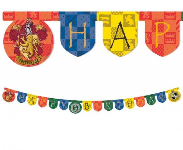 Závěsný banner "Harry Potter Bradavické domy" - Všechno nejlepší k narozeninám, 200cm