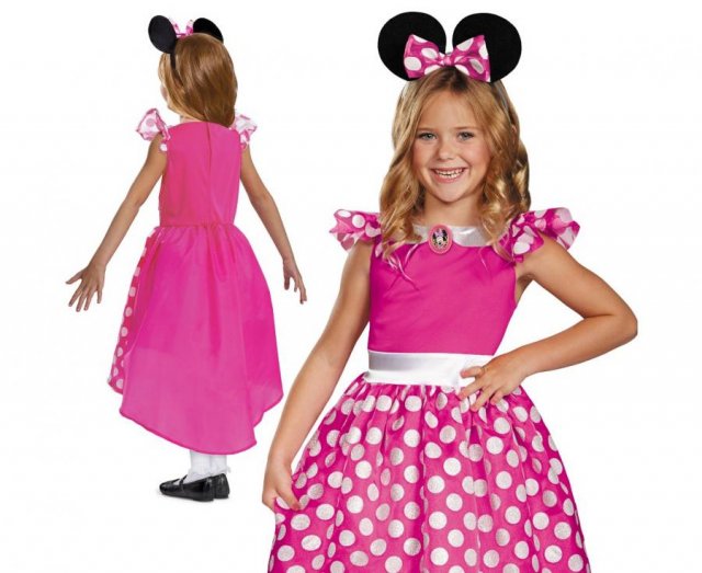 Dětský kostým Minnie růžová / pink - Minnie Mouse, velikost S (5-6 let)