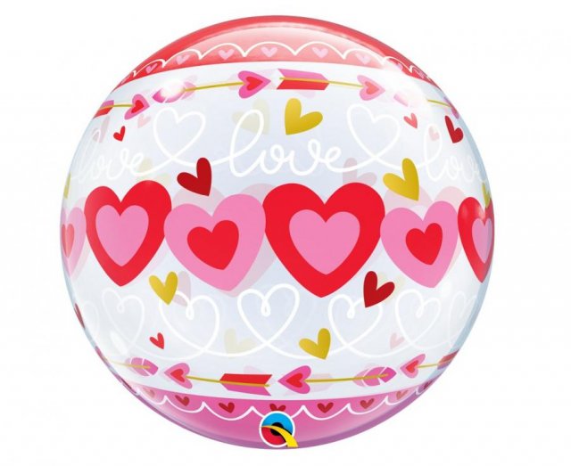 Fóliový balónek, průhledný, "Love - Connected Hearts", 56 cm