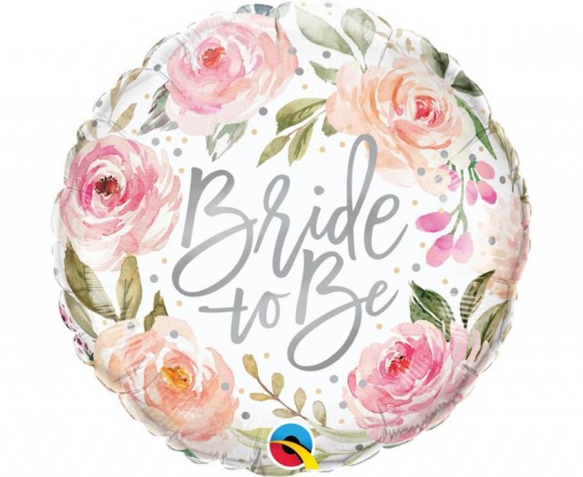 Fóliový balónek "Bride to be", akvarelové růže, 46 cm