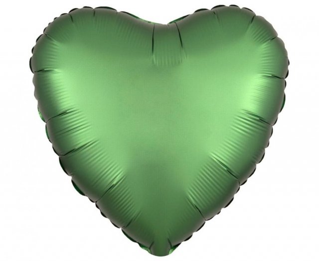 Fóliový balónek Srdce, "Satin Luxe Emerald", luxusní zelená, 46 cm