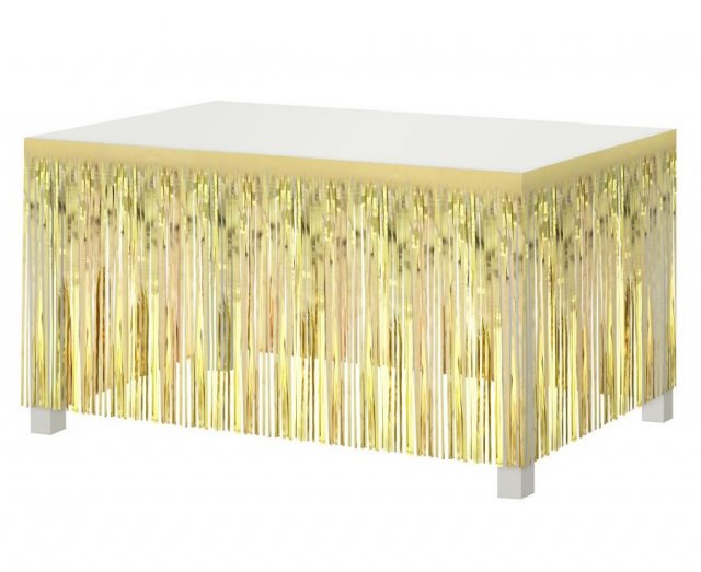 Dekorace okraje stolu, střapce, světle zlatá, 80x300 cm