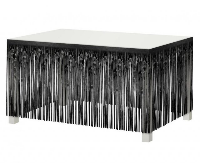 Dekorace okraje stolu, střapce, černá, 80x300 cm