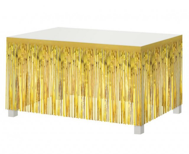Dekorace okraje stolu, střapce, zlatá, 80x300 cm