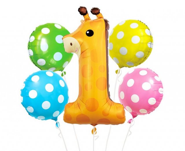 Fóliové balónky - sada Žirafa číslo 1, 5 kusů