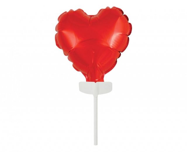 Fóliový balónek 8 cm srdce na špejli, červený