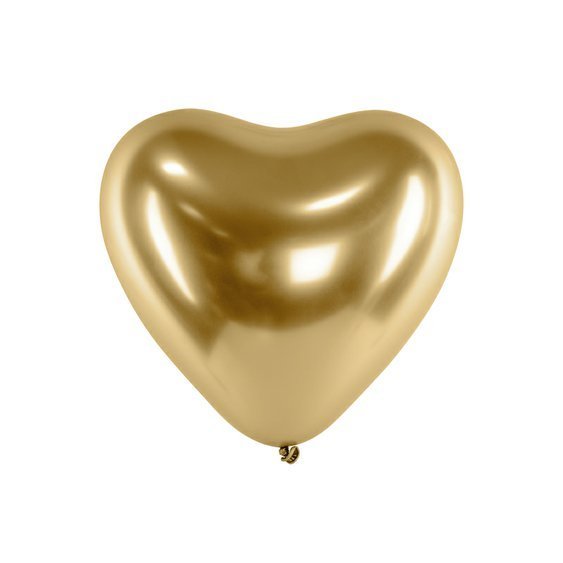 Balónek metalický, zlaté srdce 30cm - 1 ks