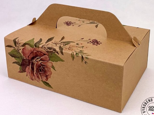 Svatební krabička na výslužku přírodní, růže