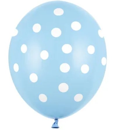 Balónek 30cm, tečky, pastelově modrá, 1ks