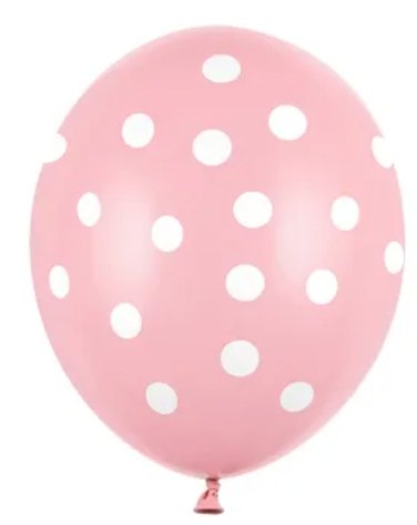 Balónek 30cm, tečky, pastelově růžová, 1ks
