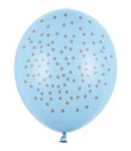 Balónek - tečky, pastelově modrá, 30cm, 1ks