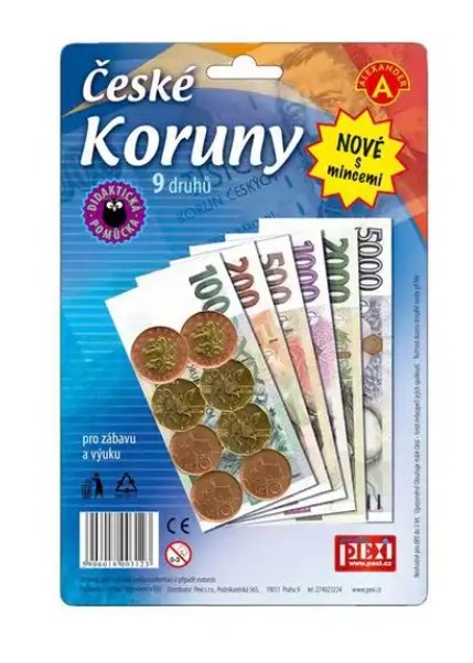 Falešné české koruny / peníze pro děti pro zábavu a výuku